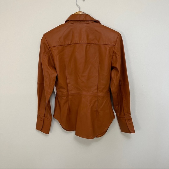 Equipment Ezekiel 100% Lamb Leather Shirt Jacket Womens 2 Tan Shacket NWT - Picture 10 of 11